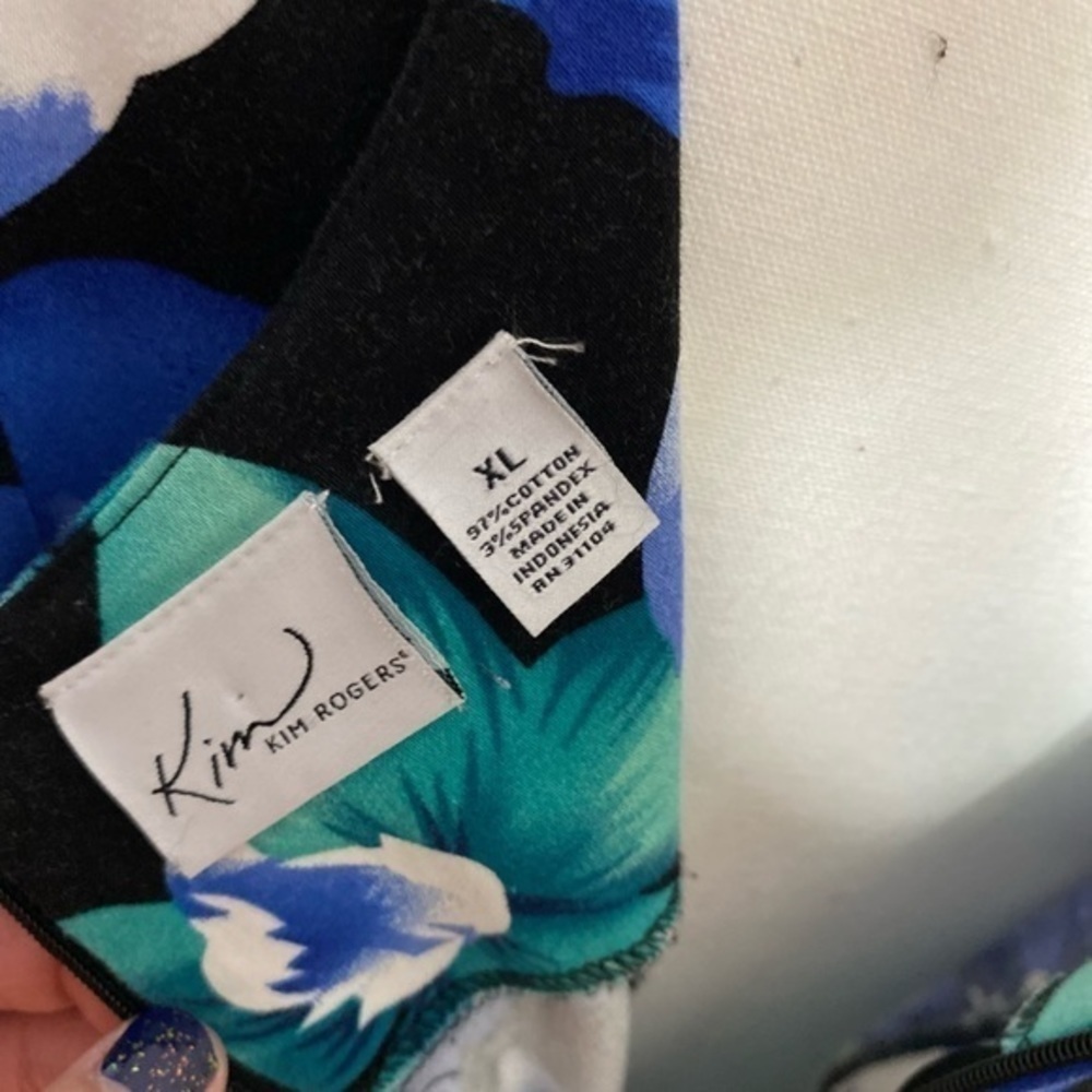 KIM ROGERS Floral shift Dress Black blue green XL - Picture 4 of 8